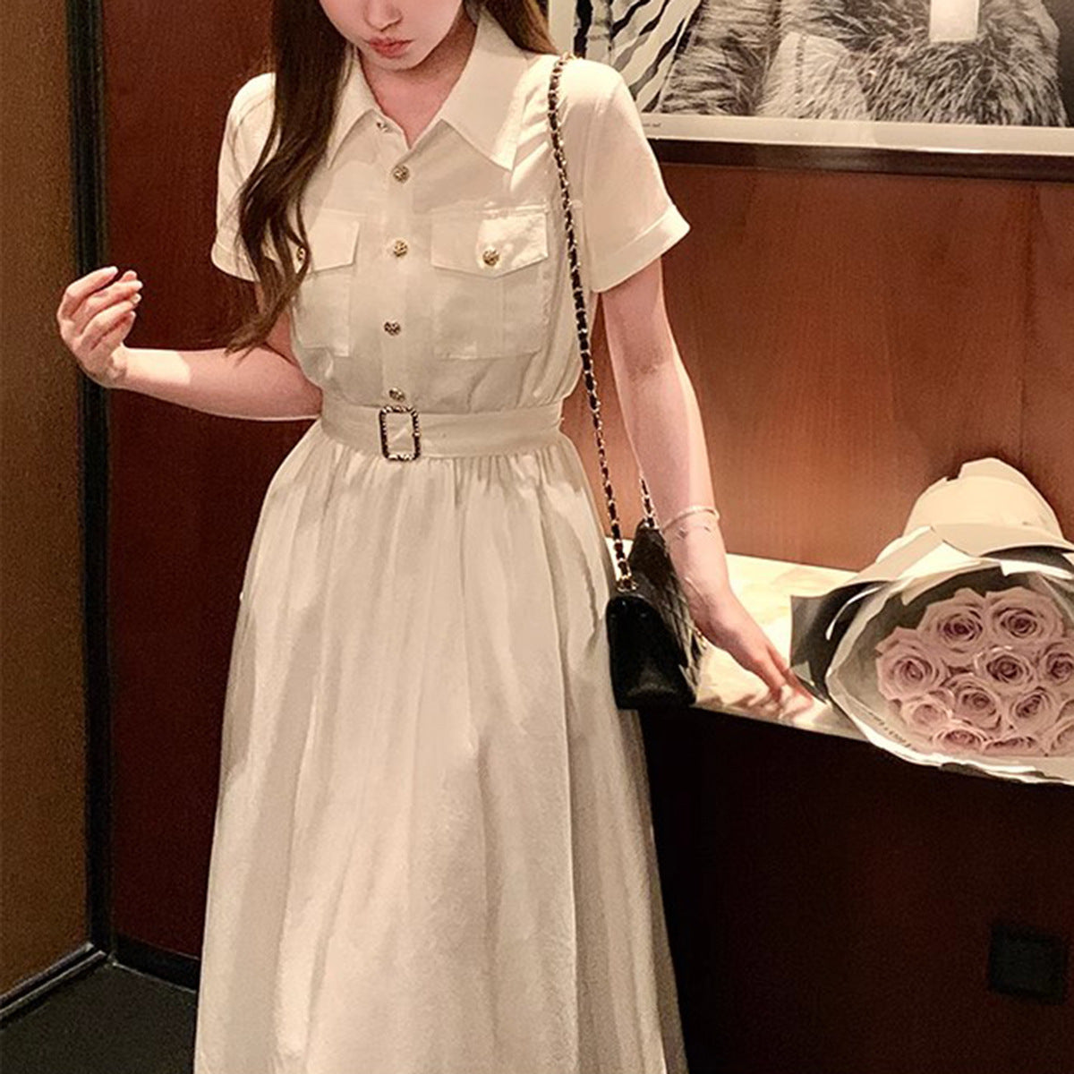 Tencel Lyocell Miu-style Intellectual Old Money Style Shirt Dress French Elegant Summer Dress