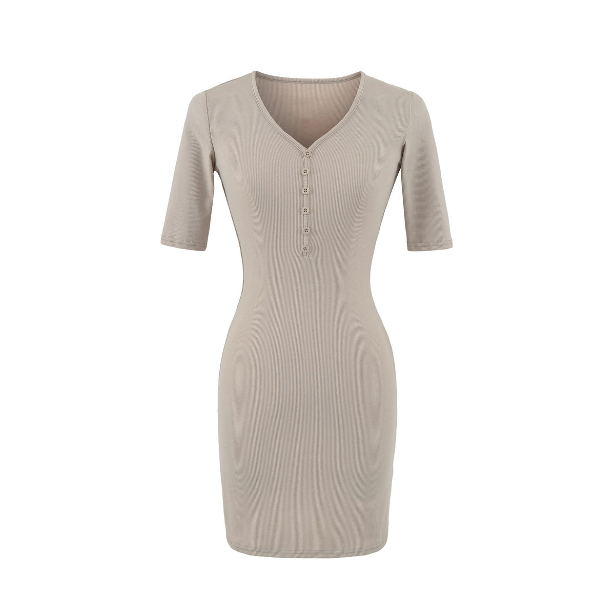 Five-Quarter Sleeve V-Neck  Fitted Bodycon Dress  Summer  Slim Fit Casual  Female