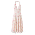 Strapless Printed Fitted Slimming Backless Deep V-Neck Long Dress for Women, Beachy Atmosphere Dress
