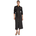 Single row metal button shirt style dress