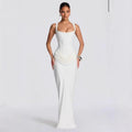Boned Strapless Satin Gown Dress for Women, Fitted Slim Silhouette, Elegant Drape, High-End Evening Long Dress