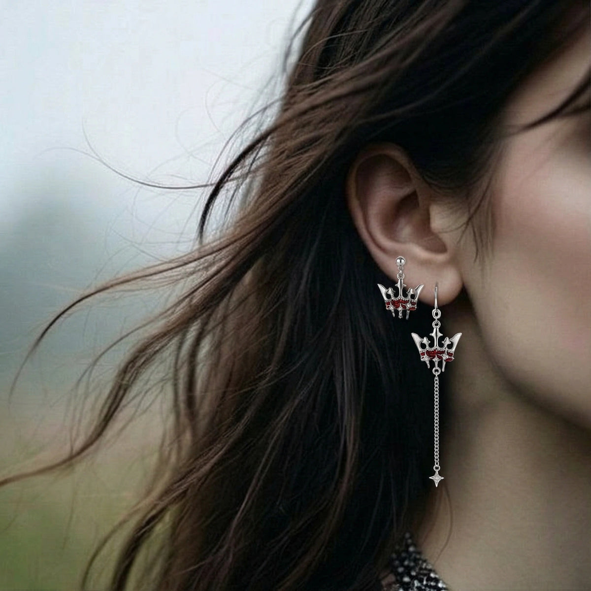 Royal Crown Asymmetric Earrings
