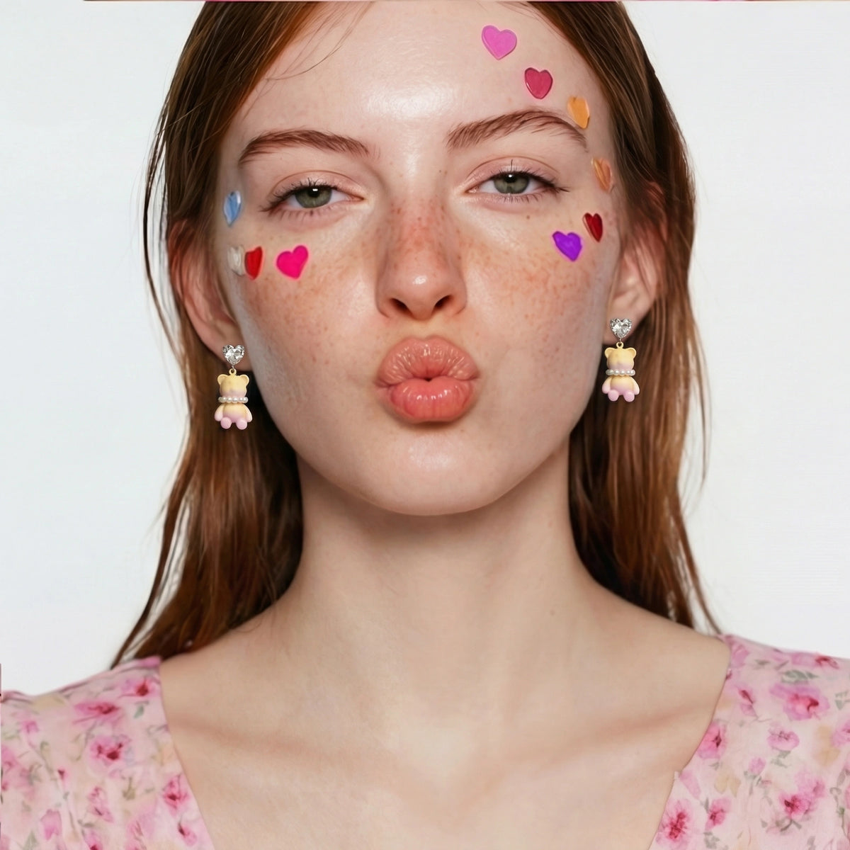 Kawaii Bear Heart Earrings