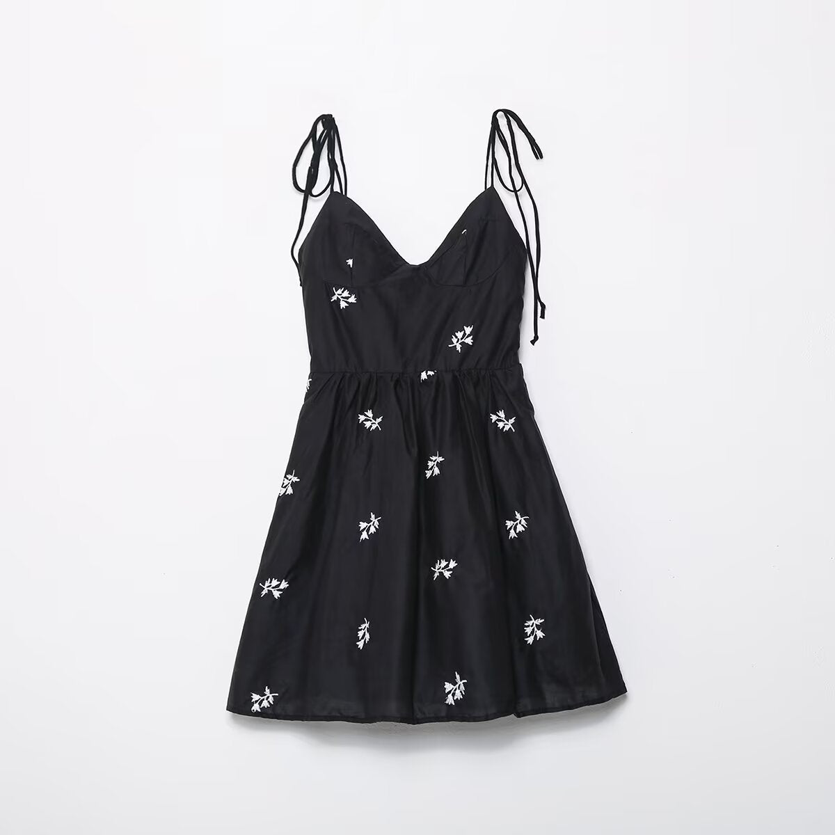 Embroidered silk camisole dress