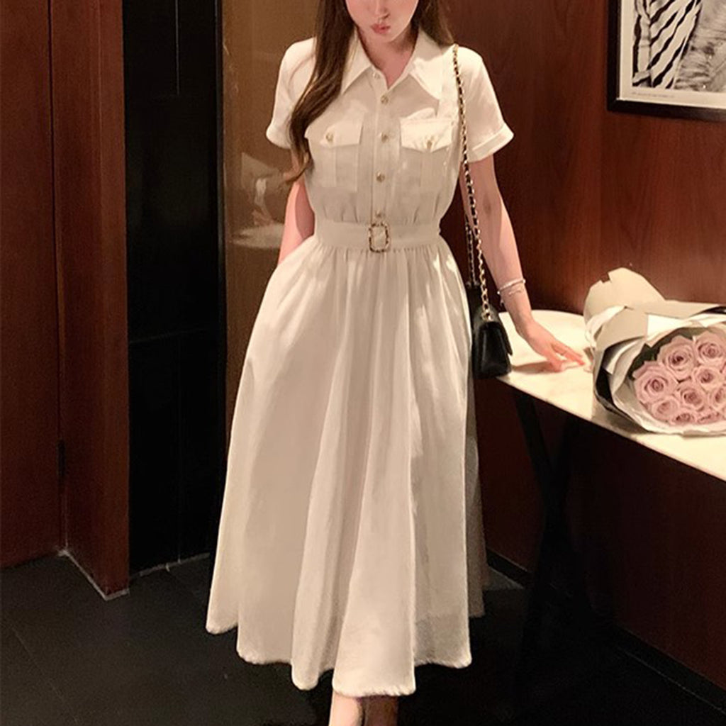 Tencel Lyocell Miu-style Intellectual Old Money Style Shirt Dress French Elegant Summer Dress