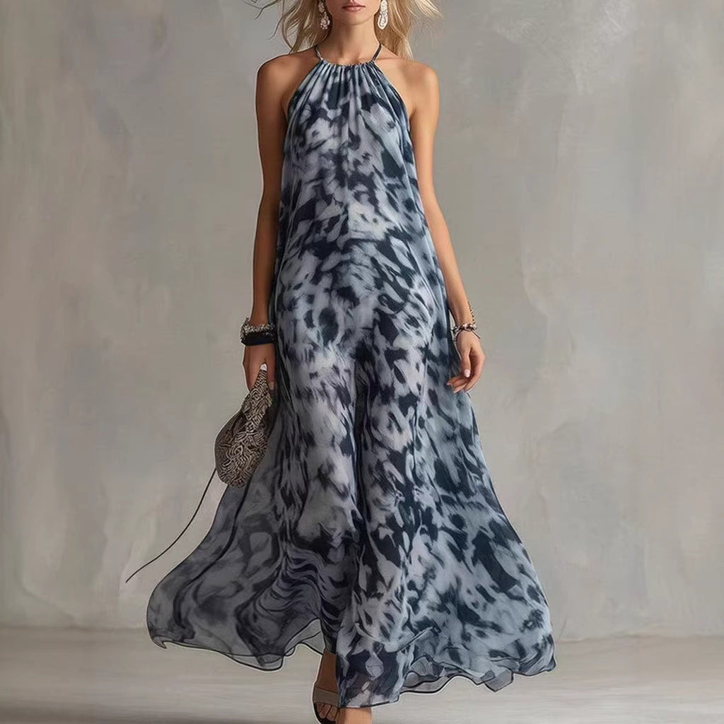 Strapless Printed Long Dress