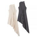 Asymmetric Knitted Midi Dress with French Design
