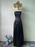 Sleeveless Dress Women Sexy Backless Pure Color Elegant Strapless
