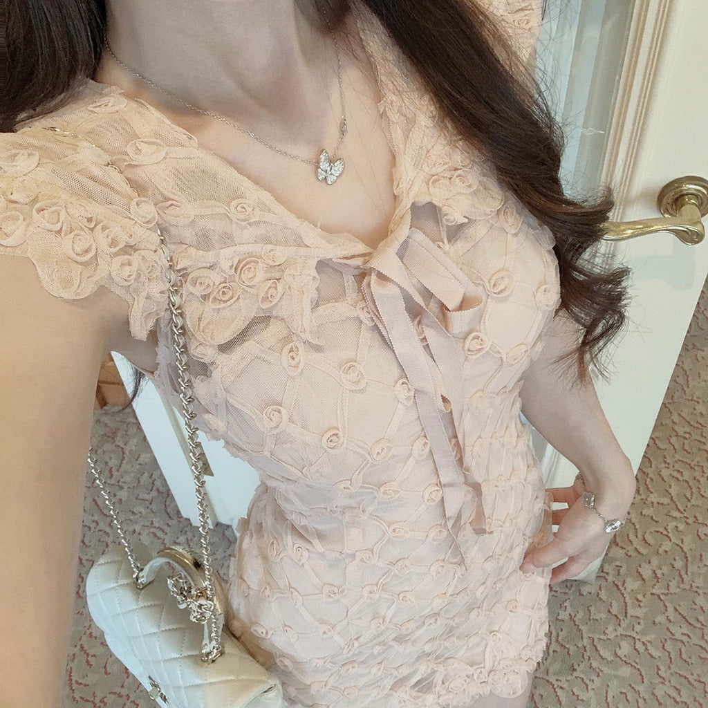 Fashionable Lace Dress for WomenShort Sleeve