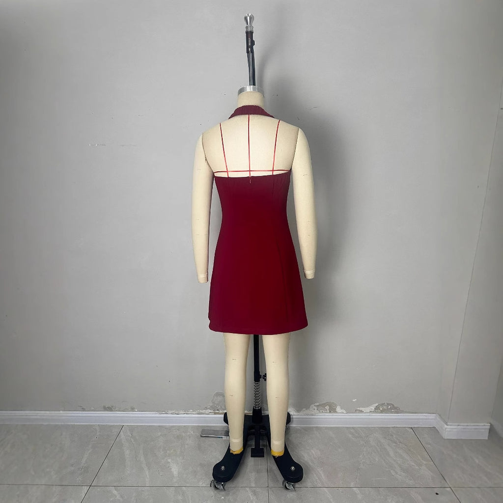 Sleeveless neck hanging mini dress
