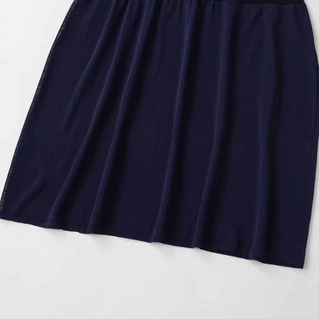 Elegant round neck patchwork knit dress