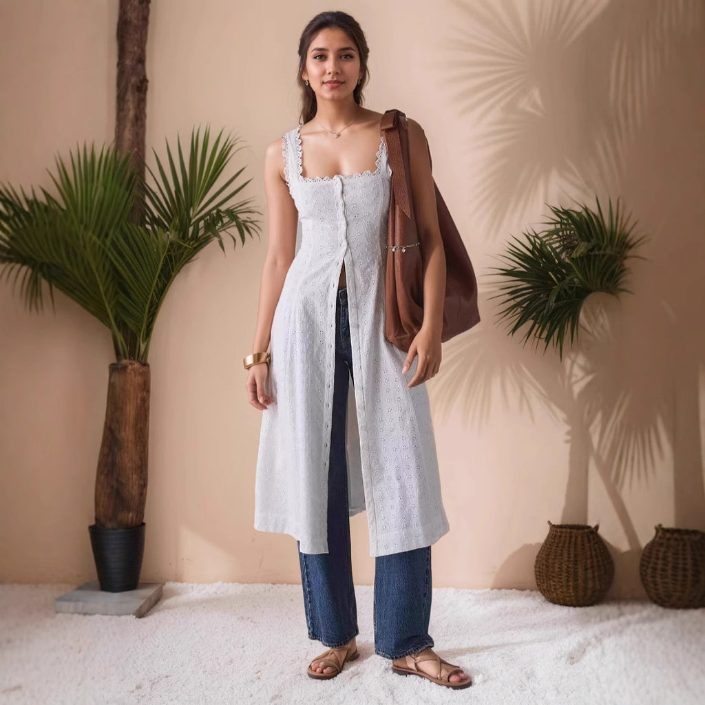 Slim fit sleeveless long dress