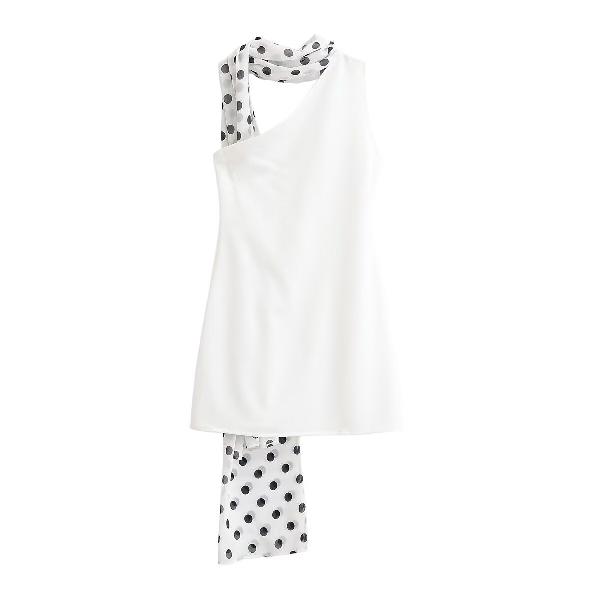 Spicy girl polka dot tie neck collar dress