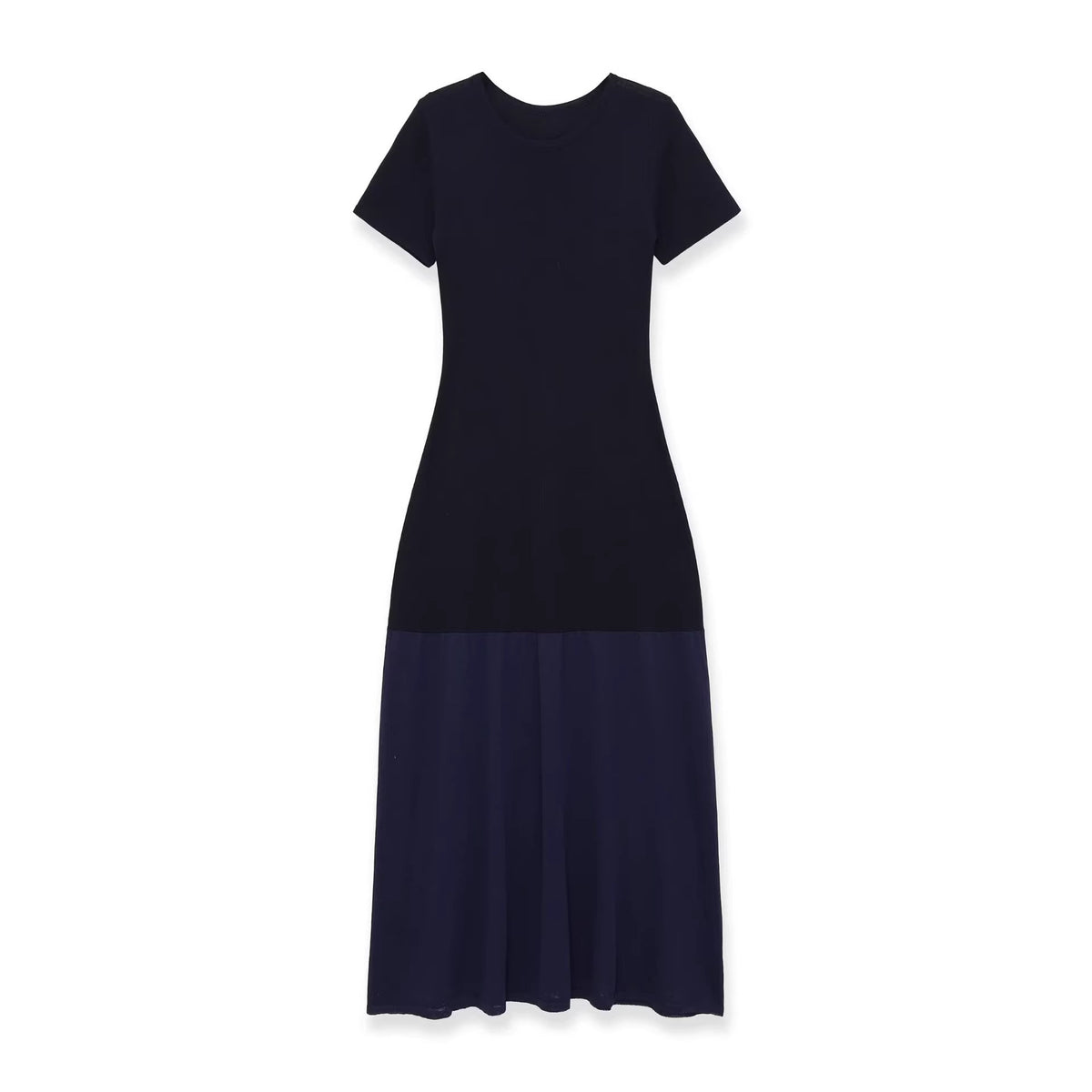 Elegant round neck patchwork knit dress