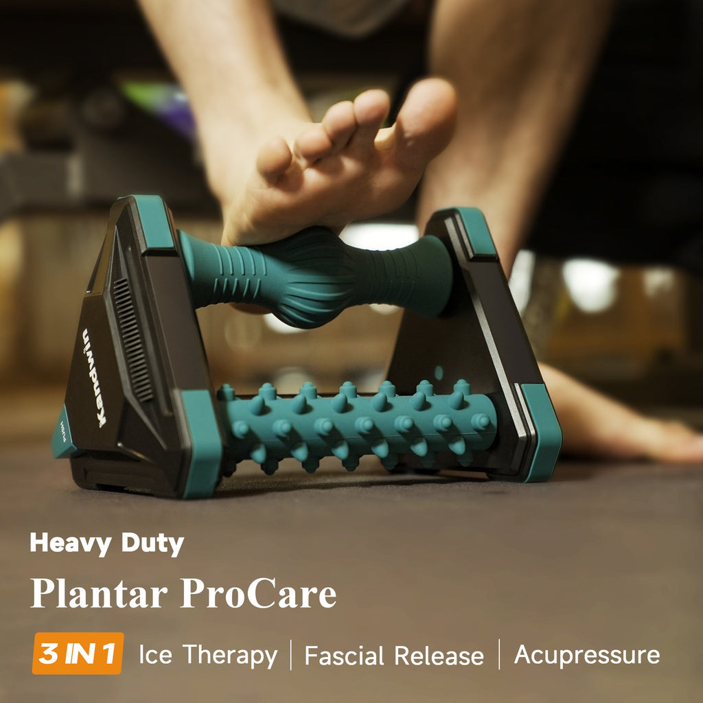 Foot massager with ice compress to relieve plantar fascia and foot pain Three in one massage for foot and heel pain