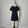 Short sleeved pleated jumpsuit