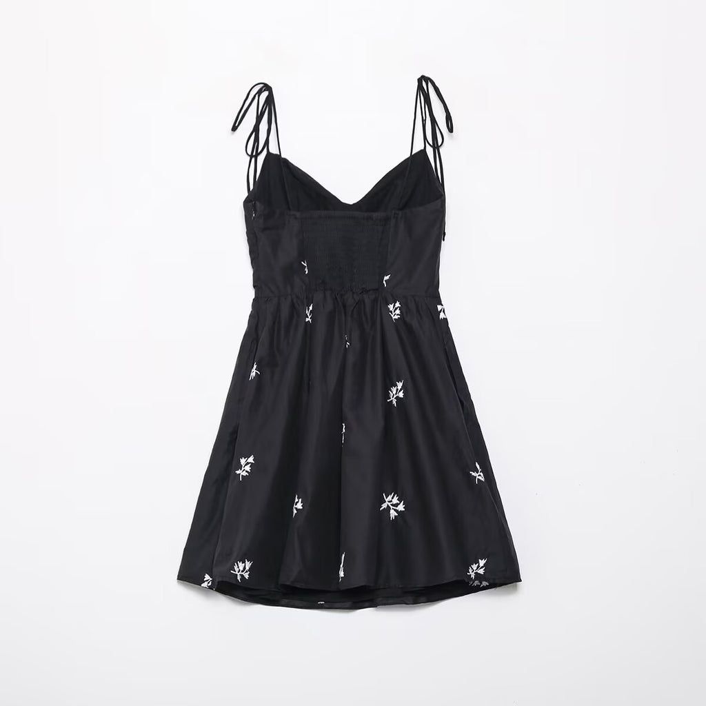 Embroidered silk camisole dress