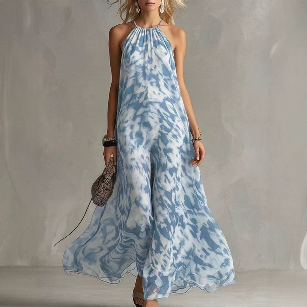 Strapless Printed Long Dress